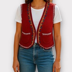 Vintage Additions by Ivy Women’s Vest Large Silk Blend Beaded Artsy
